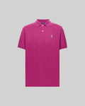 The Psycho Bunny MENS CLASSIC PIQUE POLO SHIRT (B6K001F200) is a bright pink Pima cotton polo featuring a collar, two white buttons, and an embroidered Bunny logo on the left chest, shown against a light gray background.