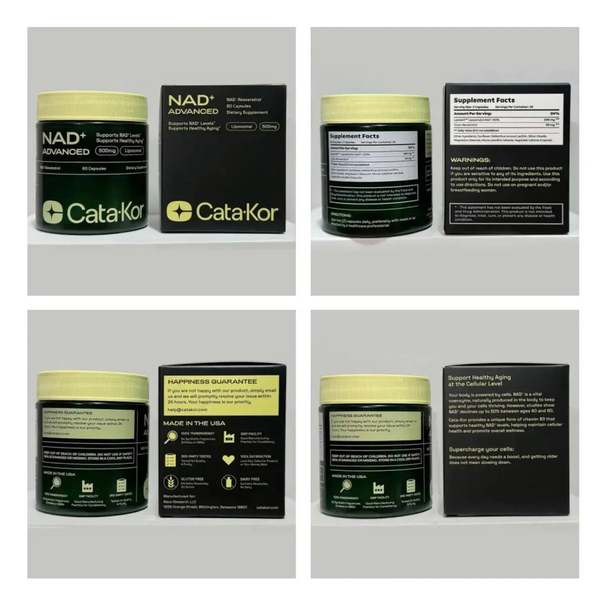 Cata-kor Nad+ Advanced 500mg 60 Cápsulas | Suplemento Dietético | Liponad Y Trans-resveratrol Para Energía Celular Y Antienvejecimiento